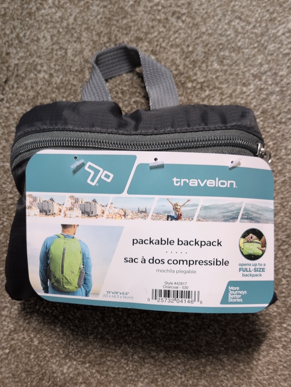NWT Gray Foldable Backpack